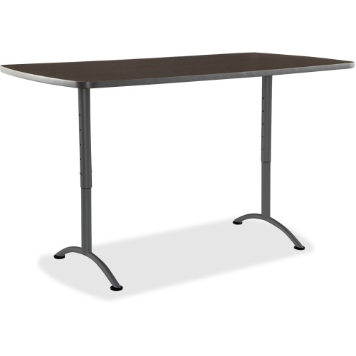 69324 Arc Sit-to-stand Tables With Rectangular Top - Walnut & Gray, 30-42 X 36 X 72 In.