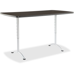 Arc Sit-to-stand Tables With Rectangular Top - Gray Walnut & Silver, 30-42 X 36 X 72 In.