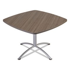 69747 Iland Table, Contour With Square Seated Style - Natural Teak & Silver, 29 X 42 X 42 In.