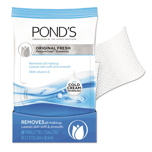 11933pk Ponds Moisture Clean Towelettes, White - 28 Per Pack