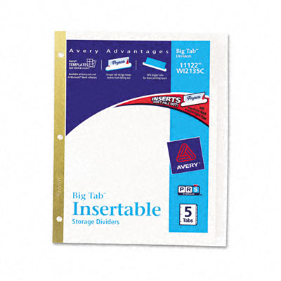 Avery-dennison 11122 5-tab Insertable Big Tab Dividers, Letter