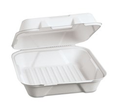 Hf200 9 X 9 X 3 In. Harvest Fiber Hinged Containers - 100 Per Pack - 2 Pack Per Case