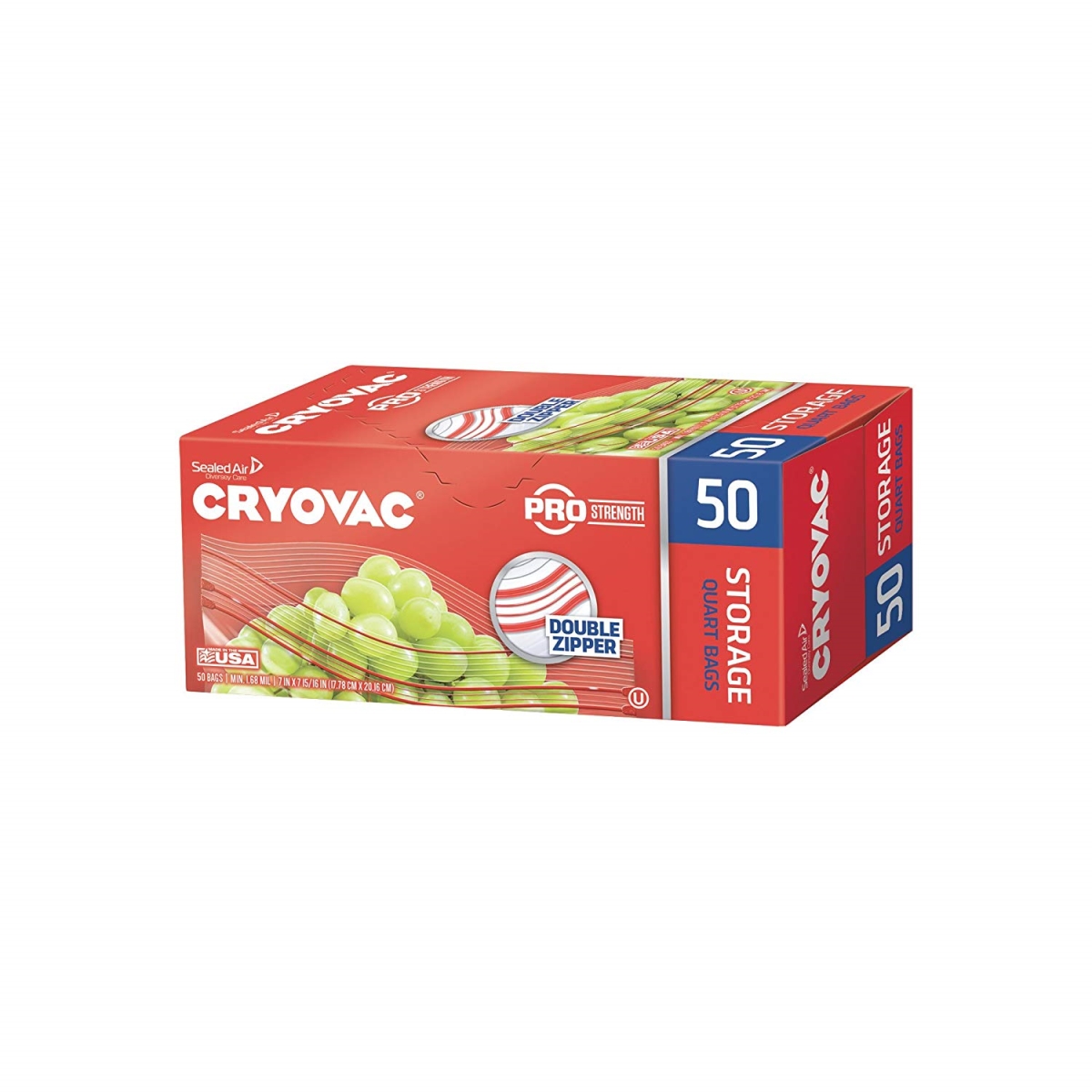 100946911 1 Qt. Cryovac Resealable Double Zipper Storage Bags