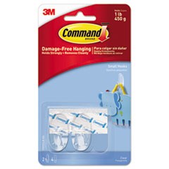 17092clres Plastic Clear Hooks & Strips, Small - 2 Hooks & 4 Strips Per Pack
