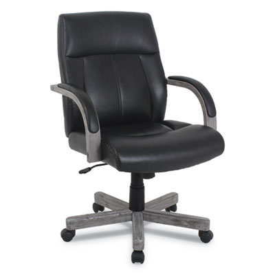 Alera Ka641gb Dorian Series Wood-trim Leather Office Chair, Black