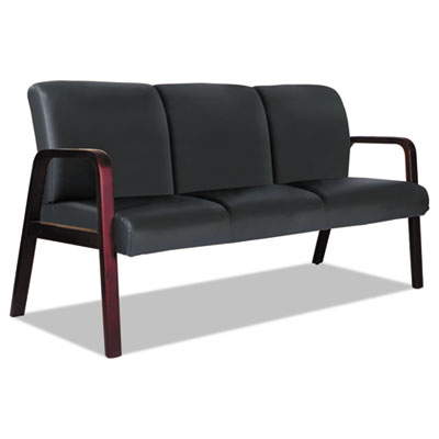 Alera Rl2319m Reception Lounge Wl Series 3-seat Sofa, Black & Mahogany