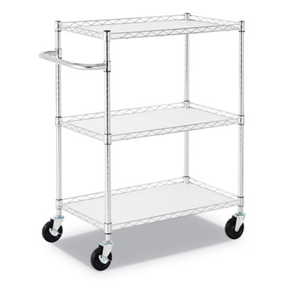 Alera Sw333018sr Wire Cart With Liners With 3-shelves, Silver - 34 X 18 X 40 In.