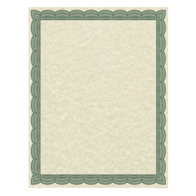 Southworth 91341 Parchment Certificates, Green Border & Ivory