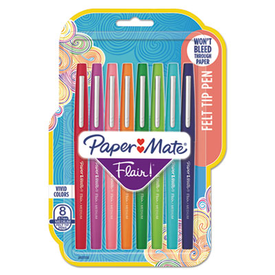 2027232 Flair Felt Tip Marker Pen, Assorted Color - Pack Of 8