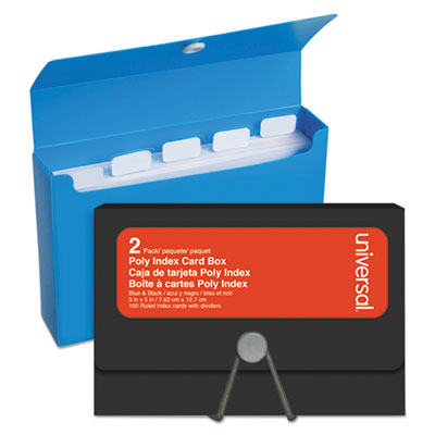 47304 3 X 5 In. Poly Index Card Box, Blue & Black - Pack Of 2