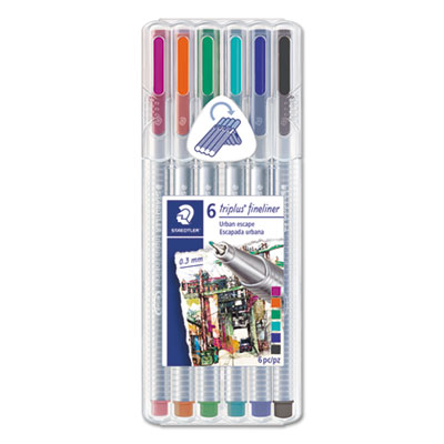 Staedtler 334sb6s2a6 Triplus Fineliner Pen, Assorted Color - Count 6