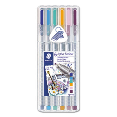 Staedtler 334sb6s1a6 Triplus Fineliner Pen, Assorted Color - Count 6