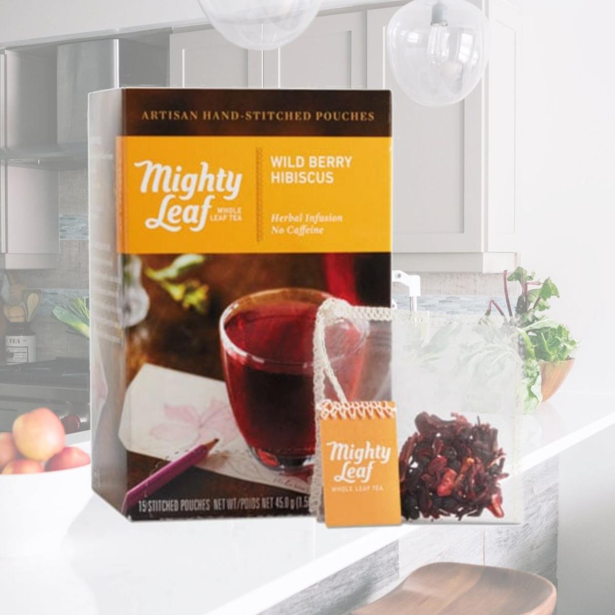 Picture of Mighty Leaf 510144 Whole Leaf Tea Pouches, Wild Berry Hibiscus - 15 per Box