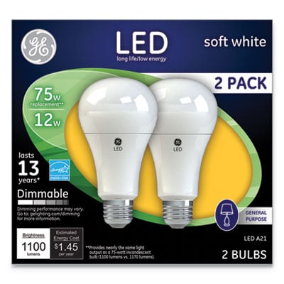 General Electric 65943 14w Led Soft White A21 Dimmable Light Bulb - 2 Per Pack