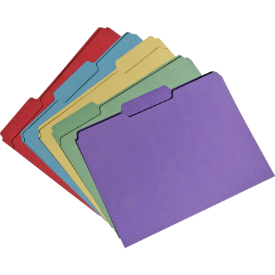 5664138 7530015664138 1 By 3 Cut Letter Single Ply Recycled Folder, Assorted Color