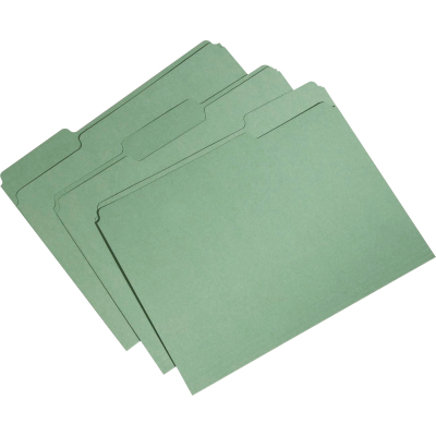 5664132 7530015664132 1 By 3 Cut Letter Single Ply Recycled Folder, Bright Green