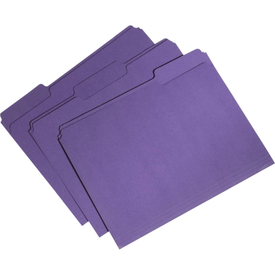 5664135 7530015664135 1 By 3 Cut Letter Single Ply Recycled File Folders, Purple
