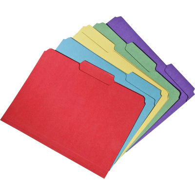5664143 7530015664143 1 By 3 Cut Letter Double Ply Recycled Folders, Assorted Color