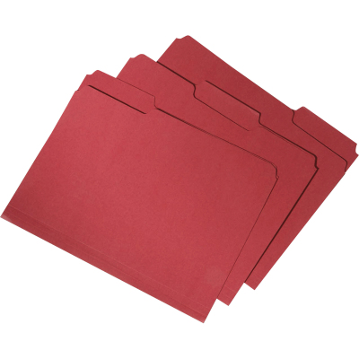 5664146 7530015664146 1 By 3 Cut Letter Double Ply Recycled File Folders, Red