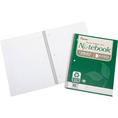 6002028 7530016002028 11 X 8.5 In. College Rule Recycled Notebook, White - Pack Of 3
