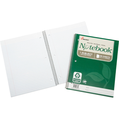 6002025 7530016002025 11 X 8.5 In. College Rule Recycled Notebook, White - Pack Of 3
