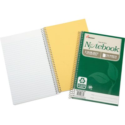 6002020 7530016002020 9.5 X 6 In. College Rule Recycled Notebook, White - Pack Of 3