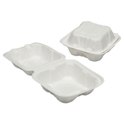 6646906 7350016646906 6 X 6 X 3 In. Clamshell Hinged Lid Togo Food Containers