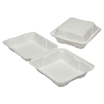6646908 7350016646908 8 X 8 X 3 In. Clamshell Hinged Lid Togo Food Containers, 1 Compartment