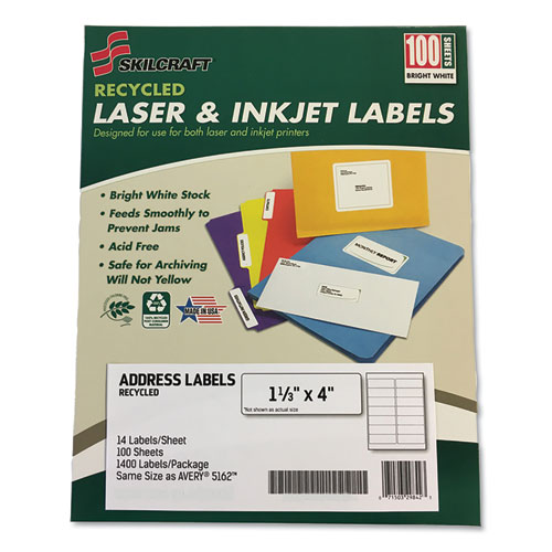 6736513 7530016736513 1.3 X 4 In. Recycled Laser & Inkjet Label - White, 1400 Labels