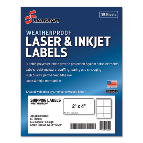 6736220 7530016736220 2 X 4 In. Weatherproof Laser & Inkjet Mailing Labels - White, 500 Labels