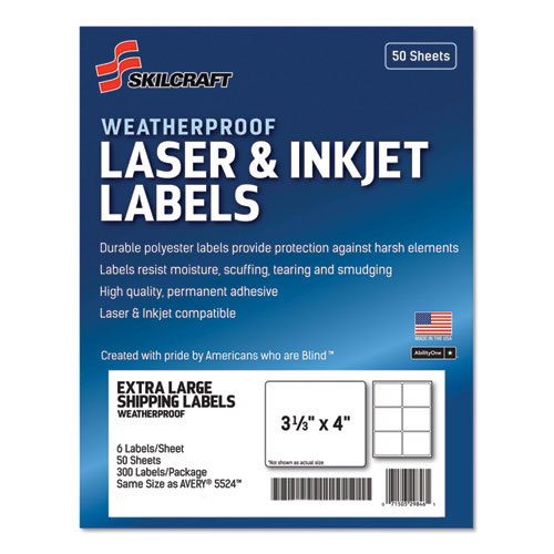 6736217 7530016736217 3.3 X 4 In. Weatherproof Laser & Inkjet Mailing Labels - White, 300 Labels