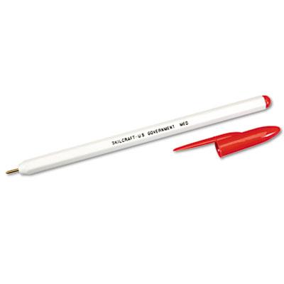 594125 7520010594125 Medium Point Ballpoint Stick Pen, Red