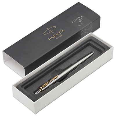 2020647 0.7 Mm Jotter Gel Pen With Gift Box - Medium, Black With Stainless Steel Barrel