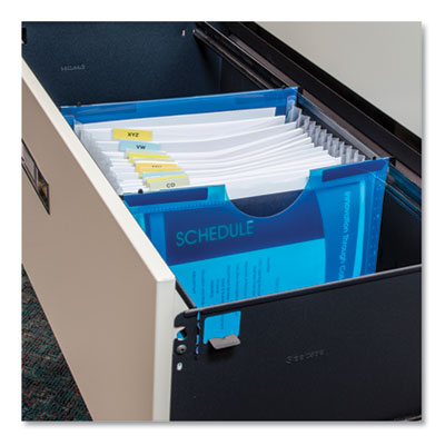 C-line Products 58215 13 Pocket Expanding File With Hanging Tabs, Bright Blue