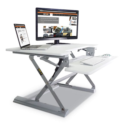 Dcx710w High Rise Height Adjustable Standing Desk With Keyboard Tray, White