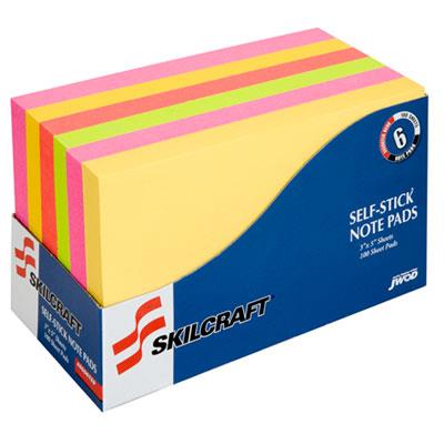 4181420 7530014181420 3 X 5 In. Unrulled Self-stick Note Pads - Assorted Neon Colors, 6 Pads Per Pack