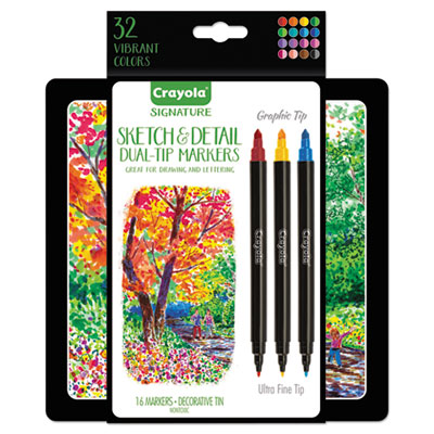 Crayola 586511 Sketch & Detail Dual Ended Markers - Assorted Color, 16 Per Set