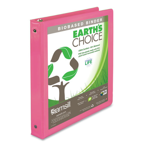 17336 1 In. Earths Choice Biobased Economy Round Ring View Binders, Berry