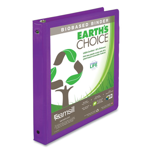 17338 1 In. Earths Choice Biobased Economy Round Ring View Binders, Purple