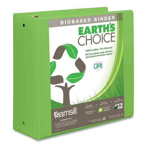 17395 4 In. Earths Choice Biobased Economy Round Ring View Binders, Lime
