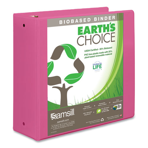 17396 4 In. Earths Choice Biobased Economy Round Ring View Binders, Berry