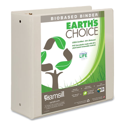 17397 4 In. Earths Choice Biobased Economy Round Ring View Binders, White