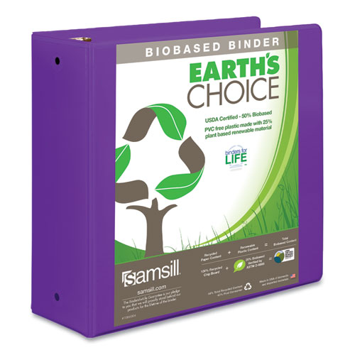 17398 4 In. Earths Choice Biobased Economy Round Ring View Binders, Purple