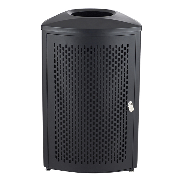 20 Gal Triangle With Open Top Dome Steel Indoor Waste Receptacle, Black