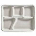21040 5-compartment Round Tray & Cafeteria, White
