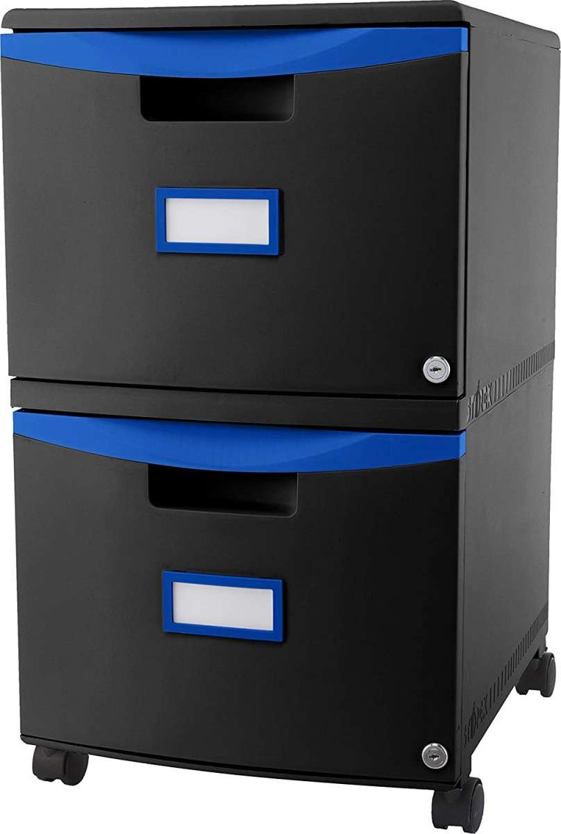 61314u01c 2-drawer Mobile Filing Cabinet - Black & Blue