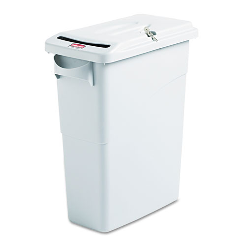 Rubbermaid Commercial Products 9w25lgyct 15.87 Gal Slim Jim Rectangle Confidential Document Receptacle With Lid, Light Gray