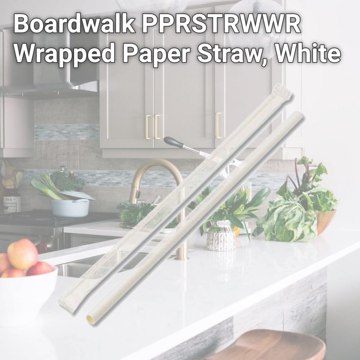 Picture of Boardwalk PPRSTRWWR Wrapped Paper Straw, White