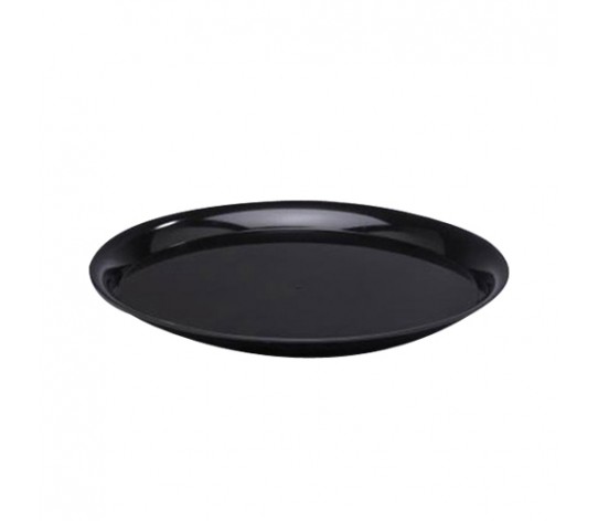 A916bl25 16 In. Round Checkmate Plastic Serving Tray With High Edge, Black