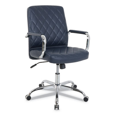 Alera Ka54229 Mid-back Diamond-embossed Leather Office Chair, Navy Blue